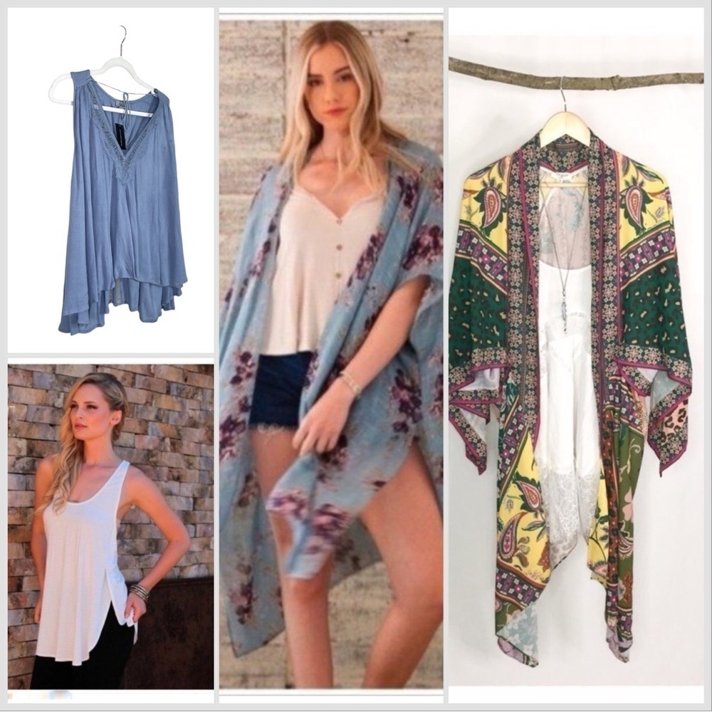 Boho Kimonos and Tops 4 pieces Size Large